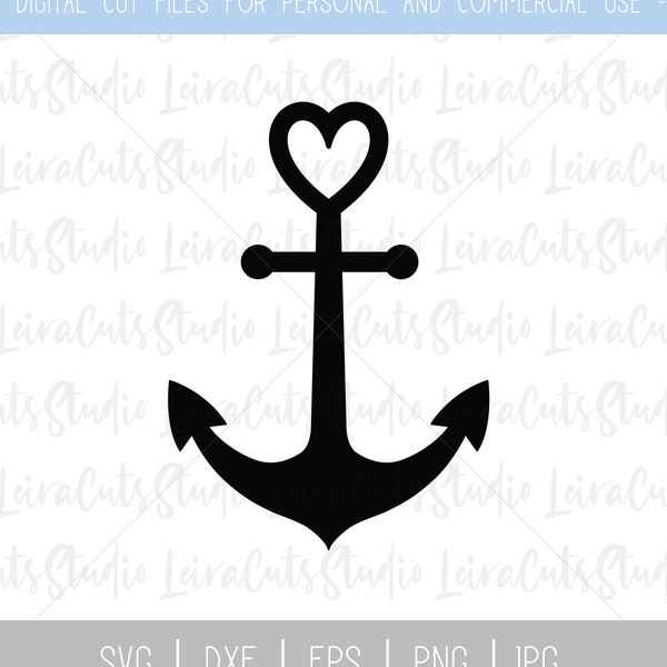 Heart Anchor SVG, Anchor SVG File, Anchor PNG, Nautical Clipart, Anchor Dxf, Nautical Decor Svg, Anchor Svg fichiers pour Cricut