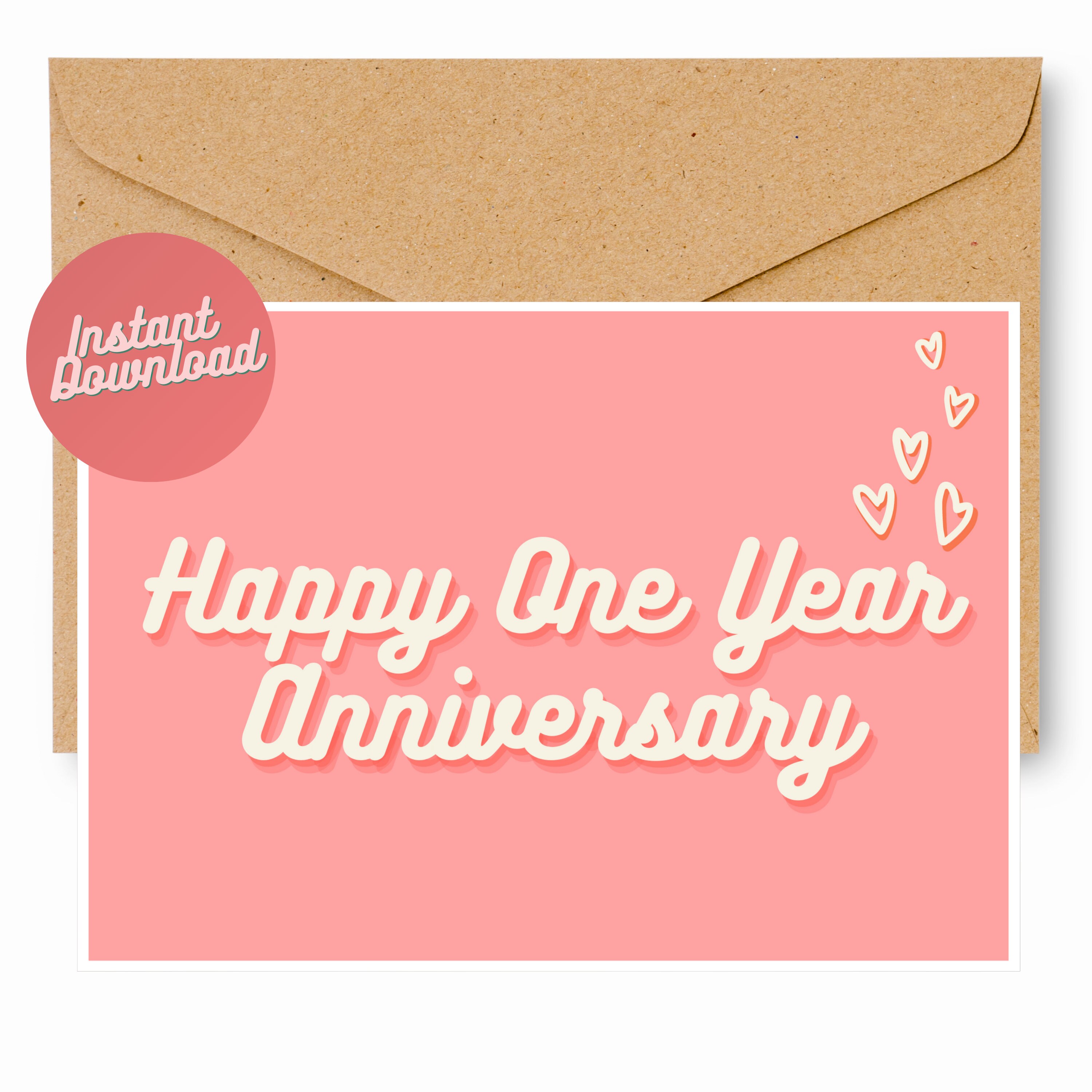 One Year Anniversary Card for Boyfriend Girlfriend Husband Etsy