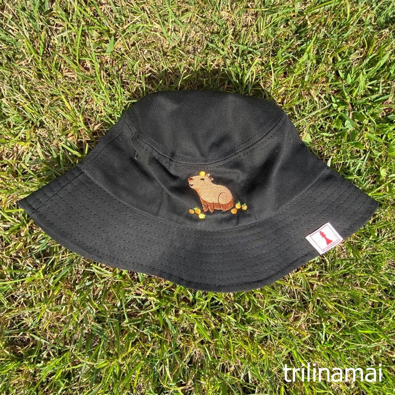Capybara Embroidered Bucket Hat Etsy