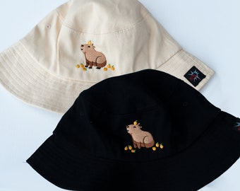 Capybara Embroidered Bucket Hat