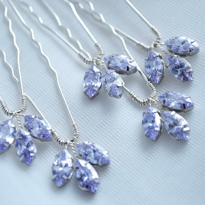 Lavender Crystal Hair Pins: Bridal Zircon Headpiece, Set of 5
