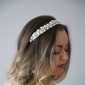 Bridal Pearl Headband: Crystal & Zircon Wedding Tiara
