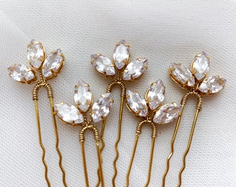 Bridal crystal hair pins set of 5, Wedding crystal  hair pins, Bridesmaids headpiece, Prom crystal headpiece