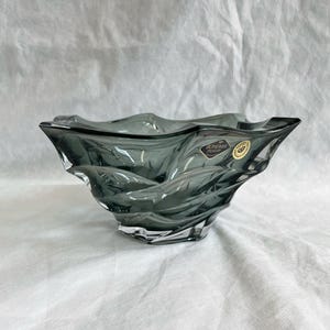 Gray Bowl Vase, Crystal Bowl, Dessert Bowl, Fruits Bowl, Yellow Bowl 7&quot;, Table Decor, Home Decor, Bohemia Crystal