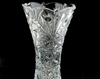 Vintage Bohemia Crystal Hand-cut Flower Vase 8
