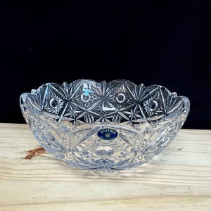 Bowl Vase, Crystal Bowl, Dessert Bowl, Fruits Bowl, Clear Bowl 8&quot;, Table Decor, Home Decor, Bohemia Crystal