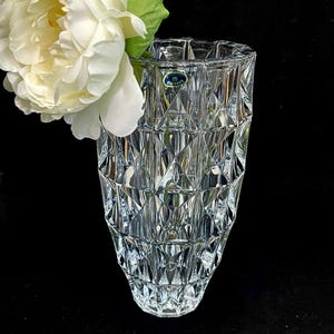 Jarrón de cristal de Bohemia: florero de vidrio transparente, 28 cm