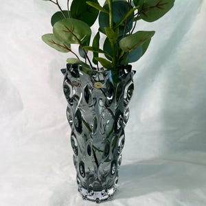 Gray Crystal Vase 12&quot;, Bohemia Flower Vase, Home Decor