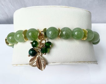 Bracciale, Bracciale con peridoto naturale, Bracciale fatto a mano, Bracciale portafortuna, Amuleto, Cristallo di Boemia, Regalo