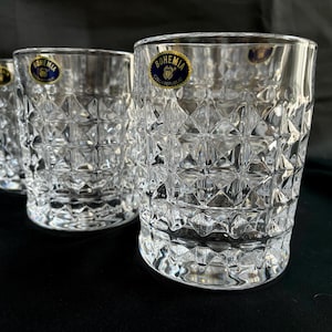 Bohemia Crystal Whiskey Glasses Set of 6, Water Vodka Tumblers 8oz, Table Decor
