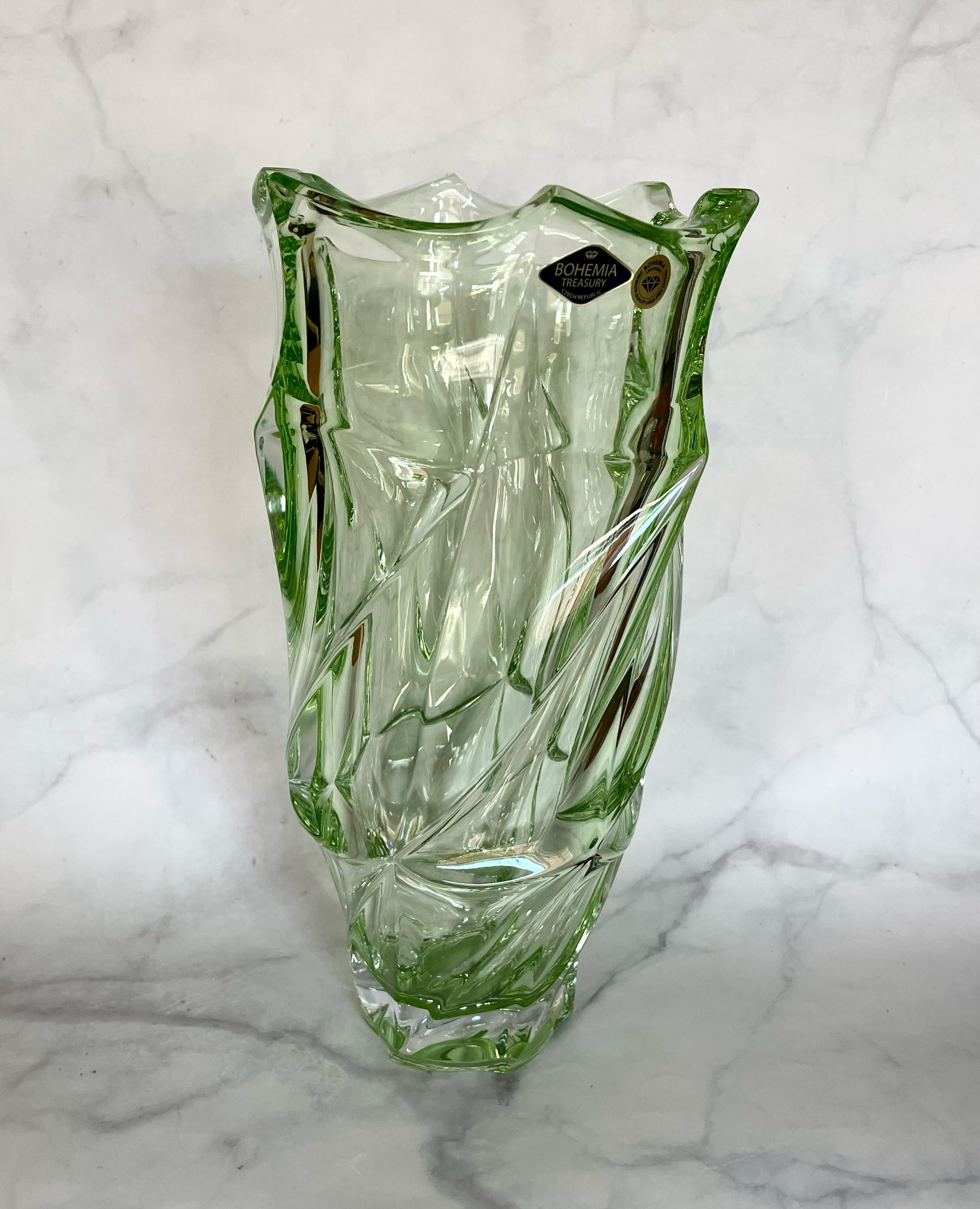 Green Bohemia Crystal Vase 12