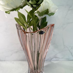 Vase, Crystal Vase, Flower Vase, Bud Vase, Pink Vase 12&quot;,Home Decor, Bohemia Crystal