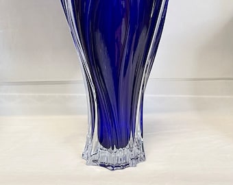 Vase, Crystal Vase, Flower Vase, Bud Vase, Dark Blue Vase 12",Home Decor, Bohemia Crystal