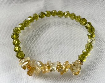 Peridot Citrine Bracelet: Handmade Bohemia Crystal Amulet