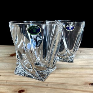 Bohemia Crystal Whiskey Glasses Set of 2, Water Vodka Tumblers 11oz, Home Decor