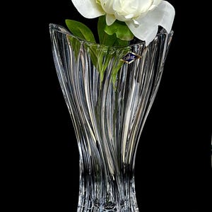 Vase 12 in, Clear Crystal Flower Vase, Home Decor, Bohemia Crystal