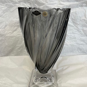 Bohemia Crystal Vase 13&quot;. Gray Flower Vase. Home Decor