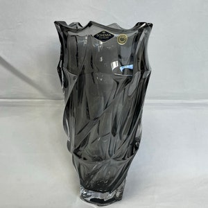 Gray Bohemia Crystal Vase 12&quot;, Flower Vase, Home Decor