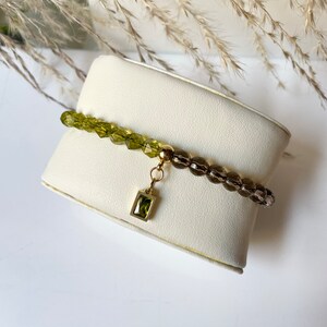 Bracelet, Natural Peridot Quartz  Bracelet, Hand Made Bracelet, Lucky Bracelet, Amulet, Bohemia Crystal, Gift