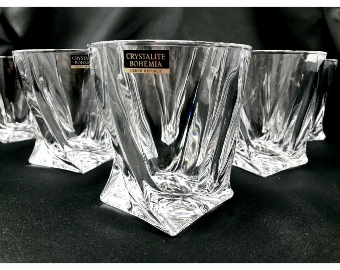 Bohemia Crystal Whiskey Glasses Set of 6, Vodka Water Tumblers