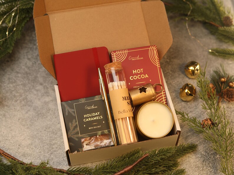 Birthday Gifts with blanket care package for woman and man Personalized Gift Winter Rouge Box