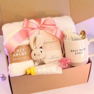 New parents care package | Welcome Baby Gift Basket | New Mom Gift Box Best Mom Mug