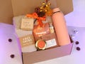 Gift Box with Blanket Fall gift style basket Custom gift for woman Personalized Gift for her