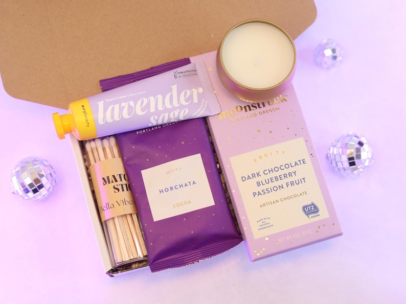 Teacher Gift Box Care Package for her Personalized Gifts for her Cute Purple Box
