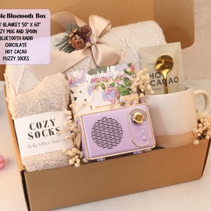 The Ultimate Easter Gift Box with Blanket, Succulent Self Care Gift Basket for Women, Hygge Gift Box, Care Package for Friend, Mom, Daughter