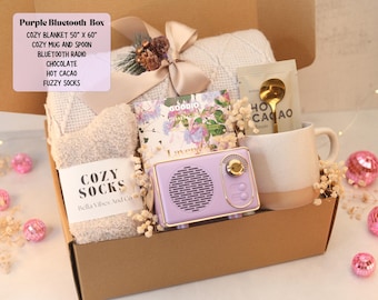 The Ultimate Easter Gift Box with Blanket, Succulent Self Care Gift Basket for Women, Hygge Gift Box, Care Package for Friend, Mom, Daughter