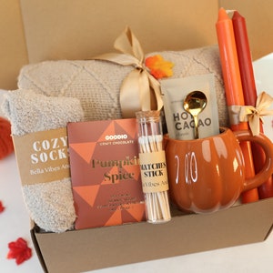 Pumpkin Spice Gift Basket: Cozy Blanket, Mug & Treats