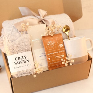 Thinking Of You Gift Box with Blanket | Gift for Her |  Fall Care Package | Hygge Gift Box | Personalized Gift | Handmade Mug