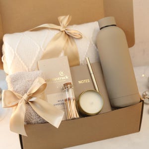 Cozy Style Gifts Box custom care package for woman Personalized Gift Basket Beige Bottle Box