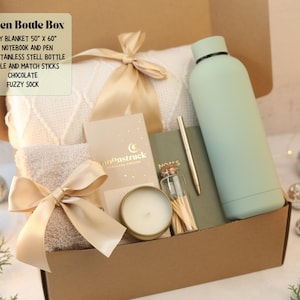 Cozy Style Gifts Box custom care package for woman Personalized Gift Basket Green Bottle Box