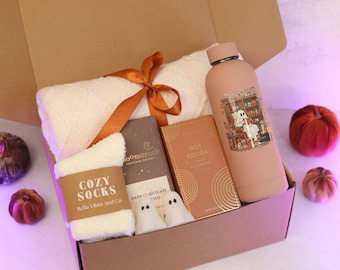 Pumpkin Fall Care Package For Women, Hug In A Box, Encouragement Blanket Gift Set, Hygge Gift Box, Thinking Of You, Cozy Self Care Gift