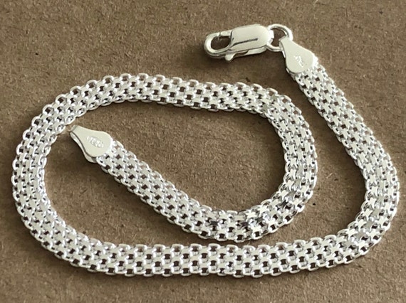 Bismark Ankle Bracelet 10 inches Long 6mm wide 925 Sterling Silver  Anklet Italy