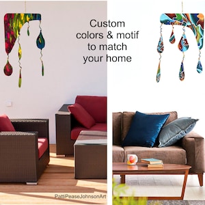 Mobile Sculpture Blue, Kinetic Art, Hanging Home Decor, Kids Bedroom Art, Ceiling Red Hangar, Abstract Colorful Modern Art Kinetic Sculpture