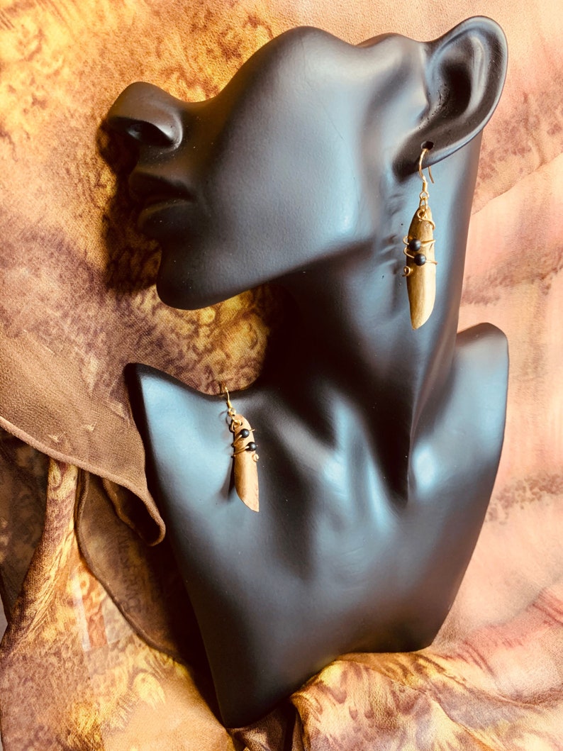 Pearls Shells Spiral Scroll Earring Mom Gift Chic Texturd Metalwork Twisted Hand Forged Jewelry She Gift Artisan Torched Hammered Brass