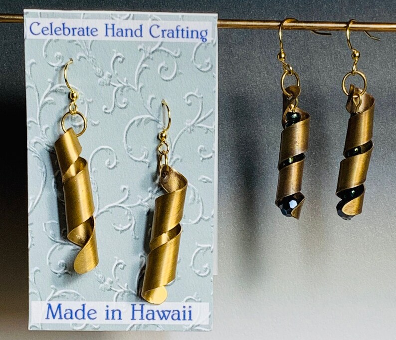Pearls Shells Spiral Scroll Earring Mom Gift Chic Texturd Metalwork Twisted Hand Forged Jewelry She Gift Artisan Torched Hammered Brass