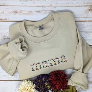 Floral Embroidered Mama Crewneck Sweatshirt Heather Grey | Mama Hoodie | Cozy Mama | Mom Life | Mother's Day Gift for Mom | Mama Sweater