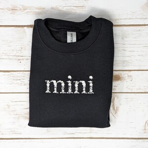 Monochrome Floral Embroidered Mini Crewneck Sweatshirt | Mama Hoodie | Cozy Mama | Mama and Me Matching Set | Mother&#39;s Day Gift for Mom