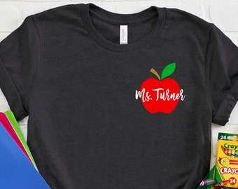 Personalized Apple Teacher Shirt, Custom Elementary Gift