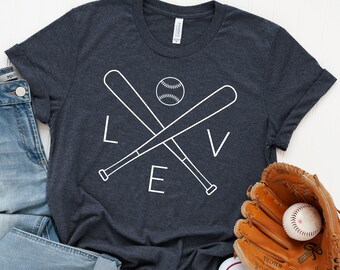 Love Baseball Shirt, Baseball Tee, Women's Baseball T-Shirt, Baseball Fan Shirt, Bat and Ball Graphic Tee