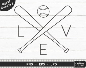 Love Baseball Bats PNG: Farmhouse Graphic (Digital Download)