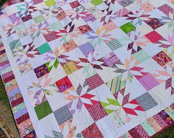 Colorful patchwork quilt blanket Hunter stars, bedspread