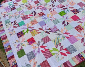 Bunte Patchwork-Quilt-Decke Hunter stars, Tagesdecke