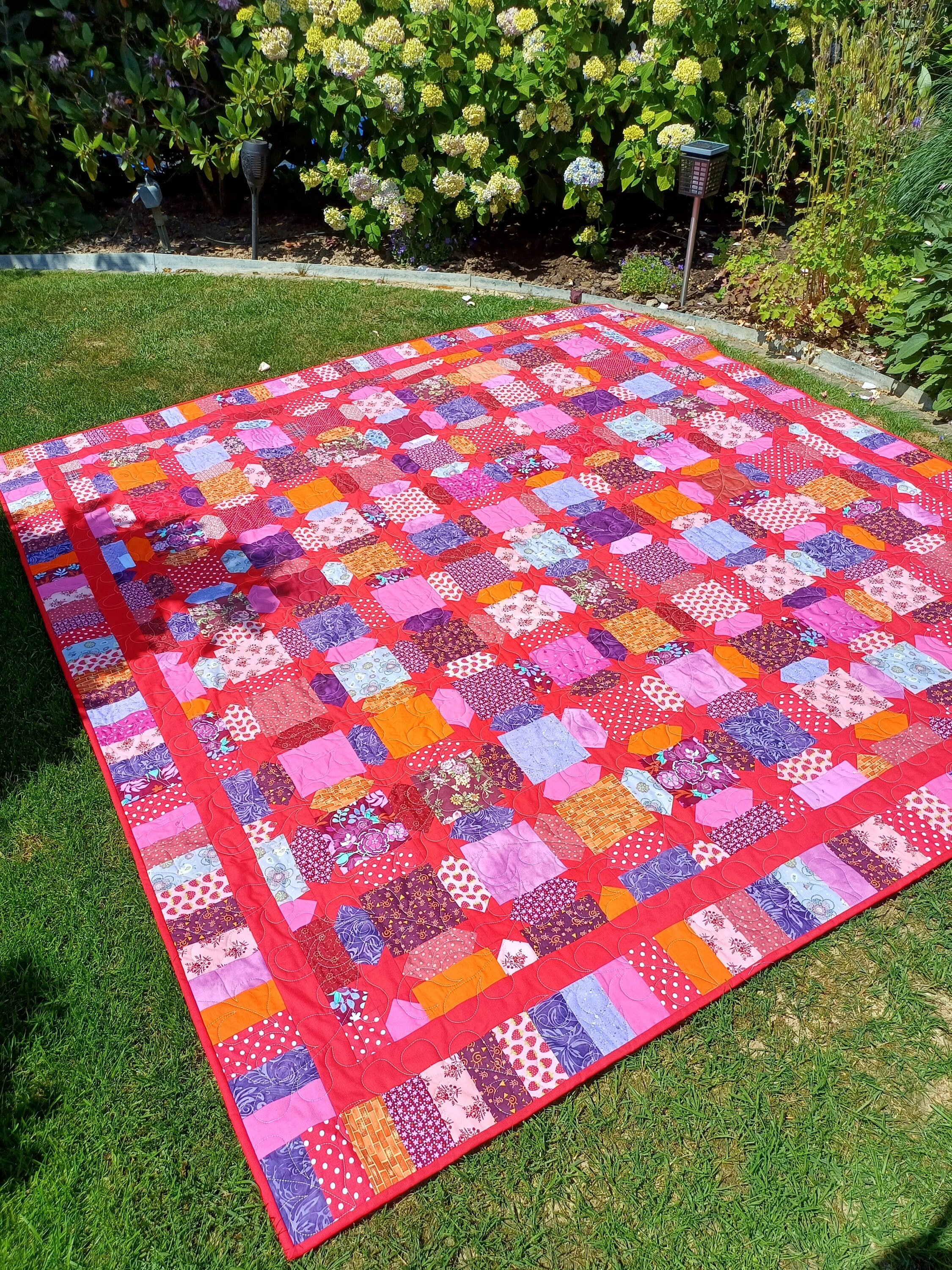 Bunte Patchwork-Quilt-Decke mit Sternen, Tagesdecke,