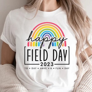Feliz dia de campo SVG, arco-íris do dia de campo SVG, SVG do dia de campo escolar, design de camiseta do dia de campo, dia de diversão escolar Svg, sublimação de camisa de estudantes