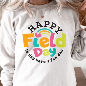 Feliz dia de campo SVG, arco-íris do dia de campo SVG, SVG do dia de campo escolar, design de camiseta do dia de campo, dia de diversão escolar Svg, sublimação de camisa de estudantes