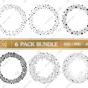 6 Wreath BUNDLE, Premium Wreath SVG, Frame Clipart, Cerebrate svg, Star SVG, Christmas svg, Joy Positive svg, Instant Download, Sublimation
